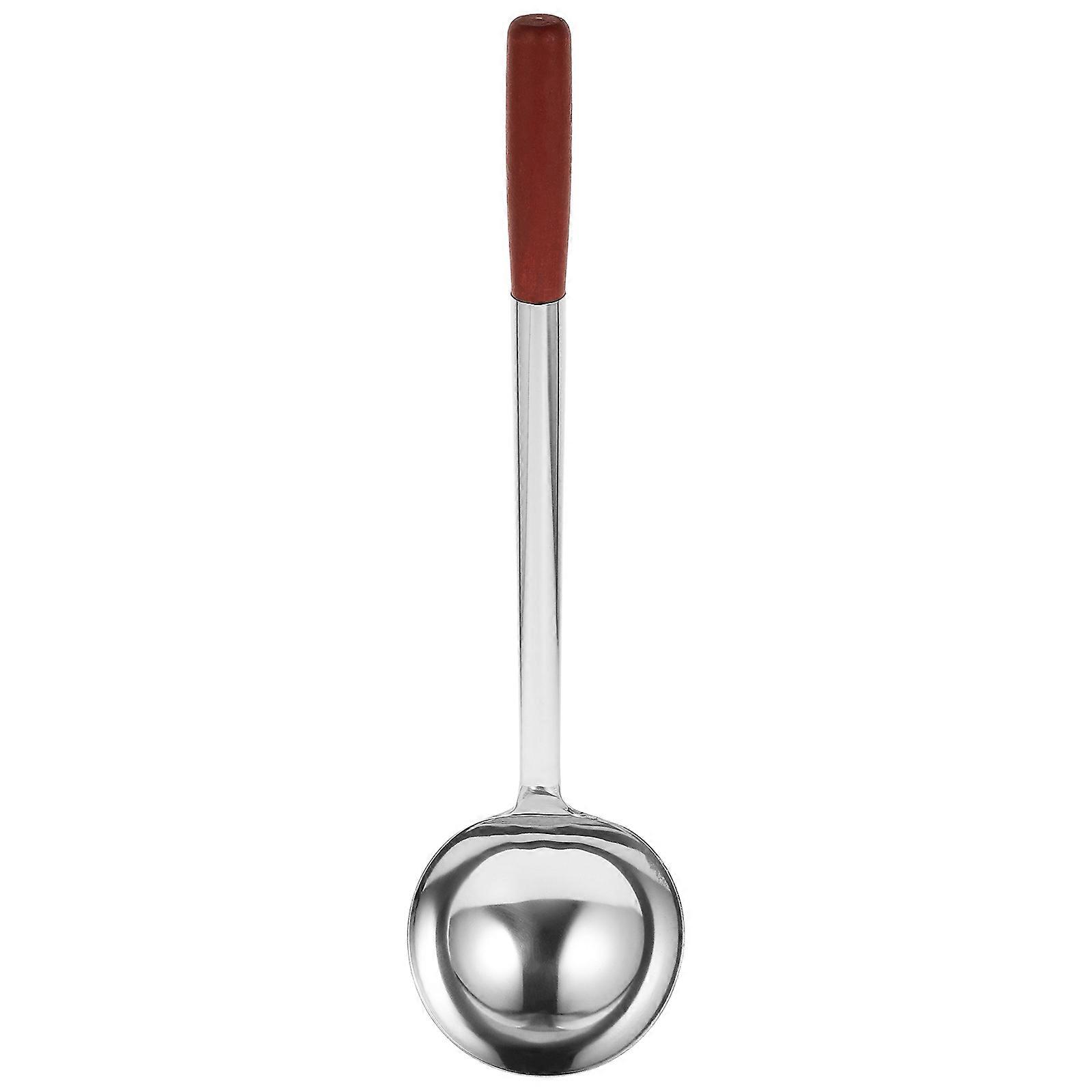 Reusable Kitchen Cooking Spoon 2Pcs Assorted Color Steel With Wood Handle Practical For Canteens And Cooking Easy To Clean