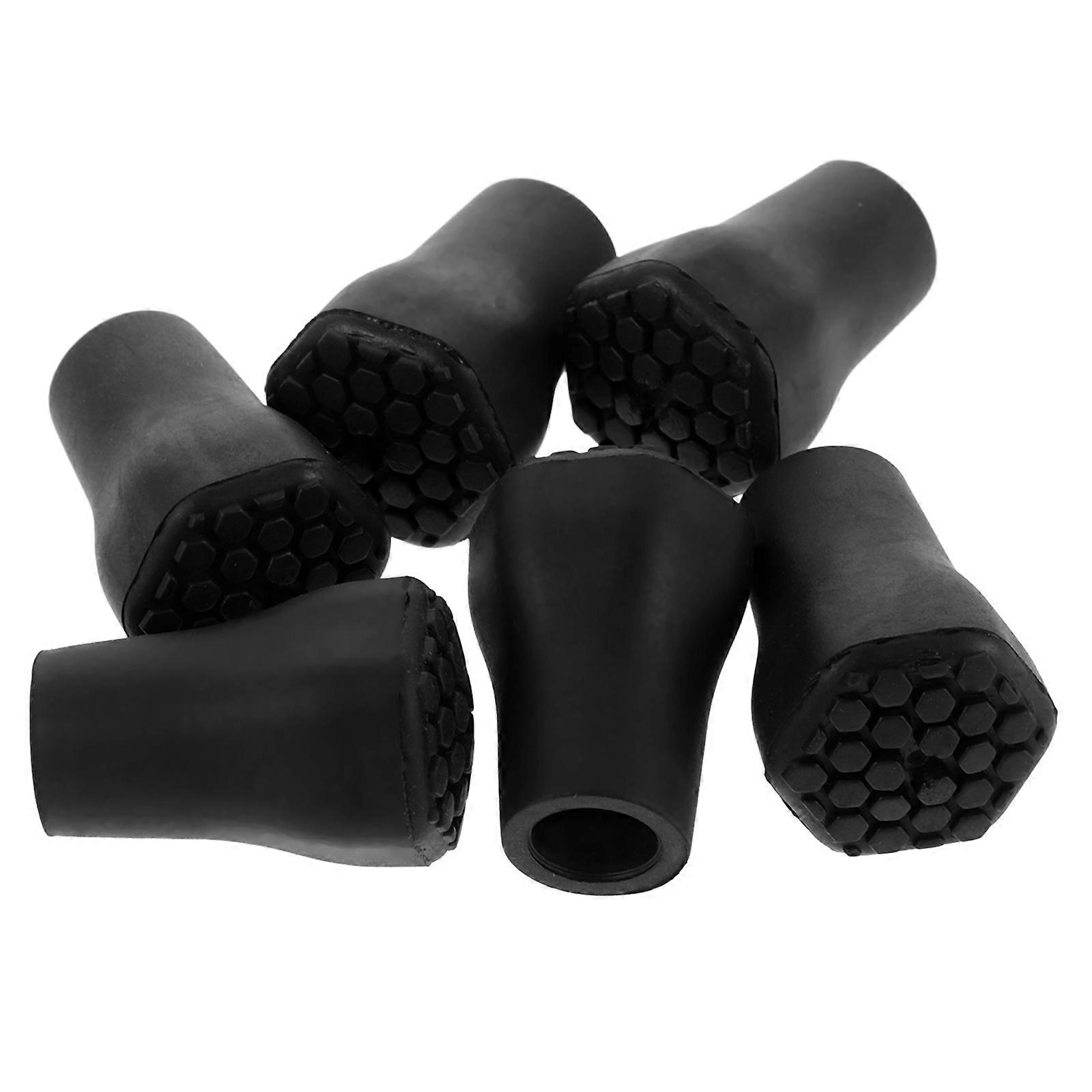 Non-Skid Cane Plastic Tips Replacement for Walking Stick Black 6Pcs