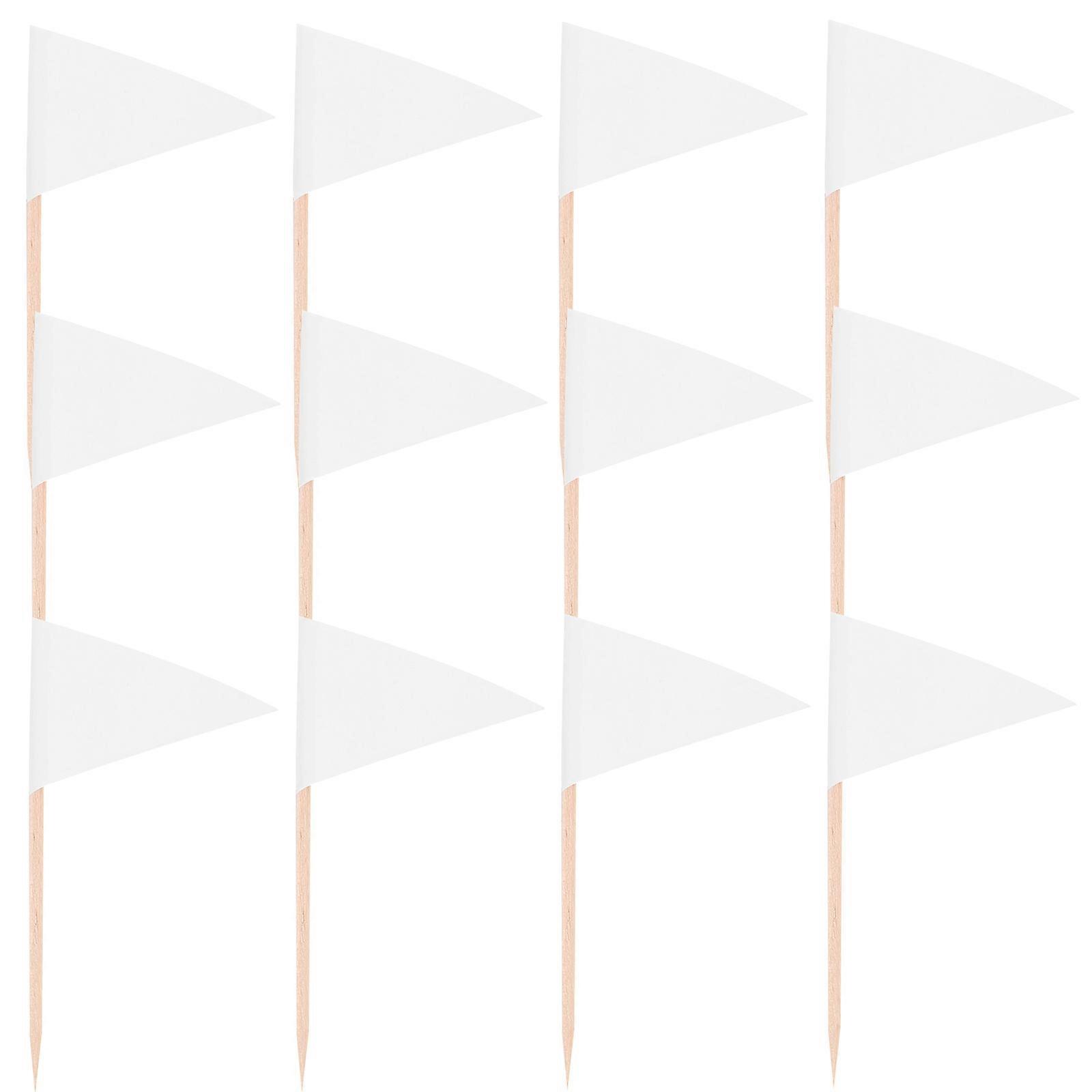 White Toothpick Flags for Decor 100Pcs Solid Small Mini Triangle Stick