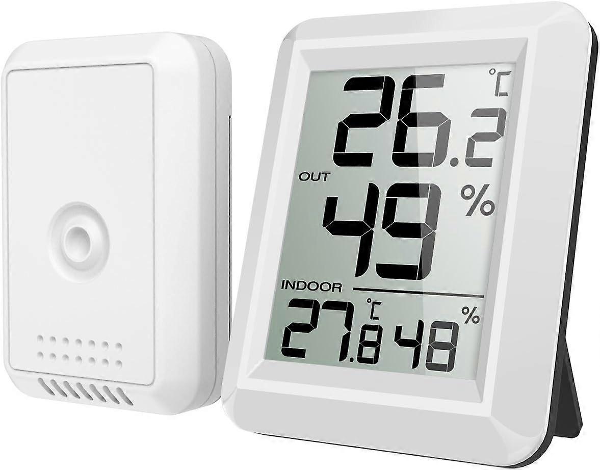 Indoor and outdoor thermometer, smart thermometer with wireless outdoor sensor, digital hygrometer thermometer with large LCD display, ℃/℉ s