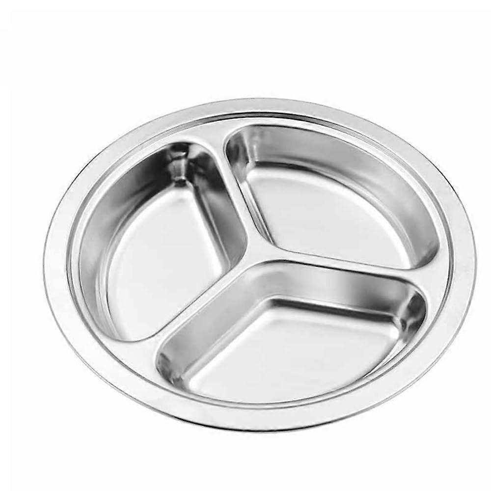 Stainless Steel Dinner Plate 26cm 3 Compartment Portion Control, Dishwasher Safe for Camping