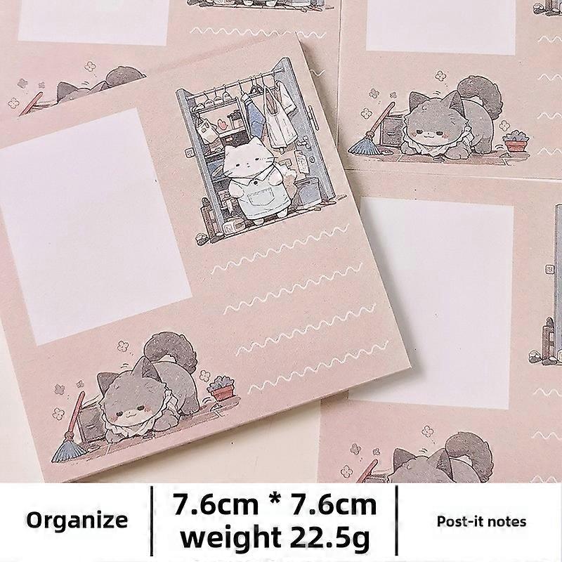 Original Design Japanese Style Cute Cat Sticky Notes Cartoon Girly Heart Meow Door Student High-Value Notebook Material Book