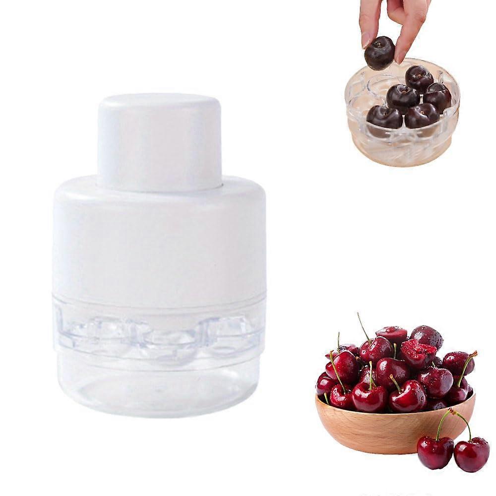 Cherry Pitter Tool, 7Hole Mess Cherry Corer for Quick MultiFruit Seed Removal, White