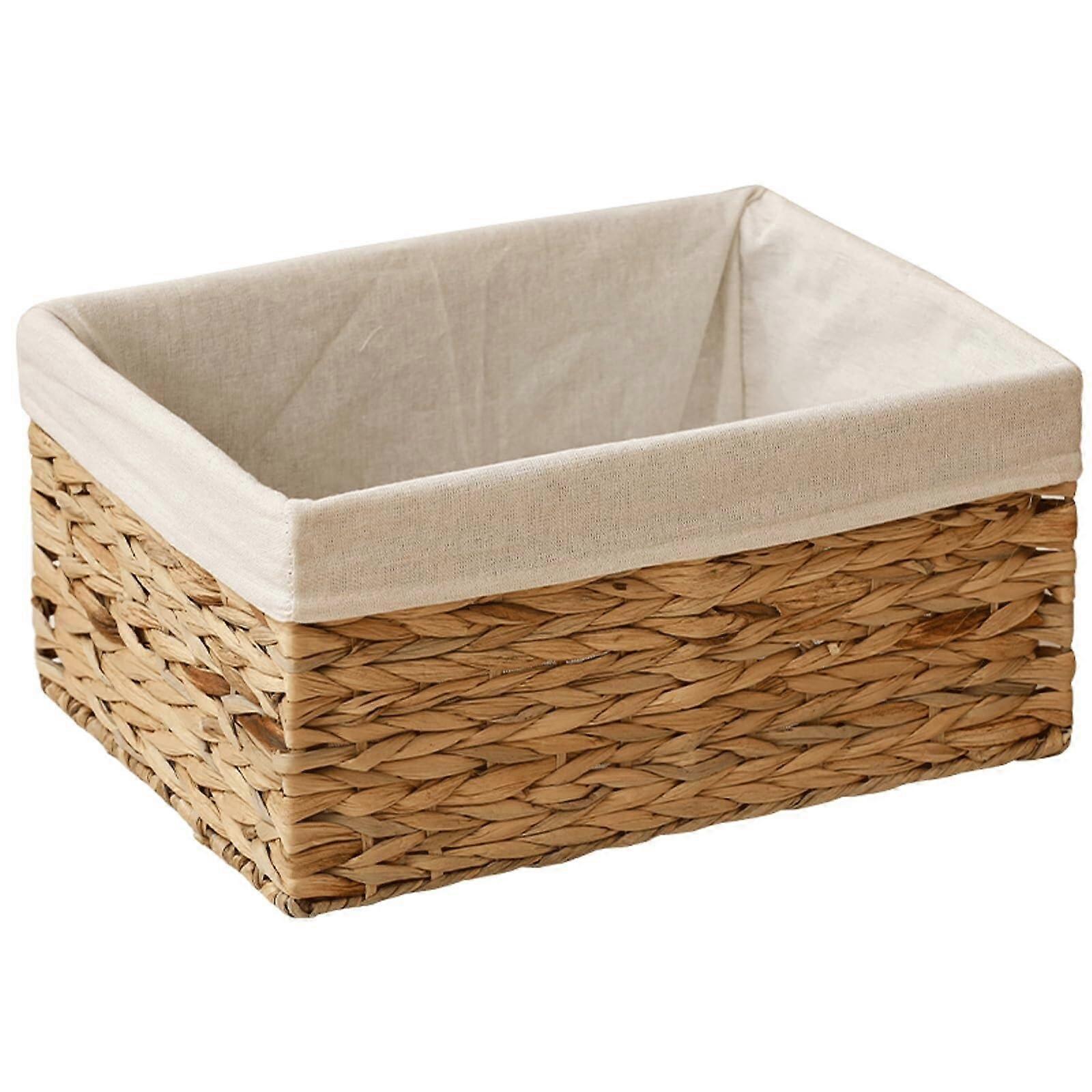 Wicker Storage Basket Medium Handwoven Water Hyacinth with Removable Liner for Home Organization
