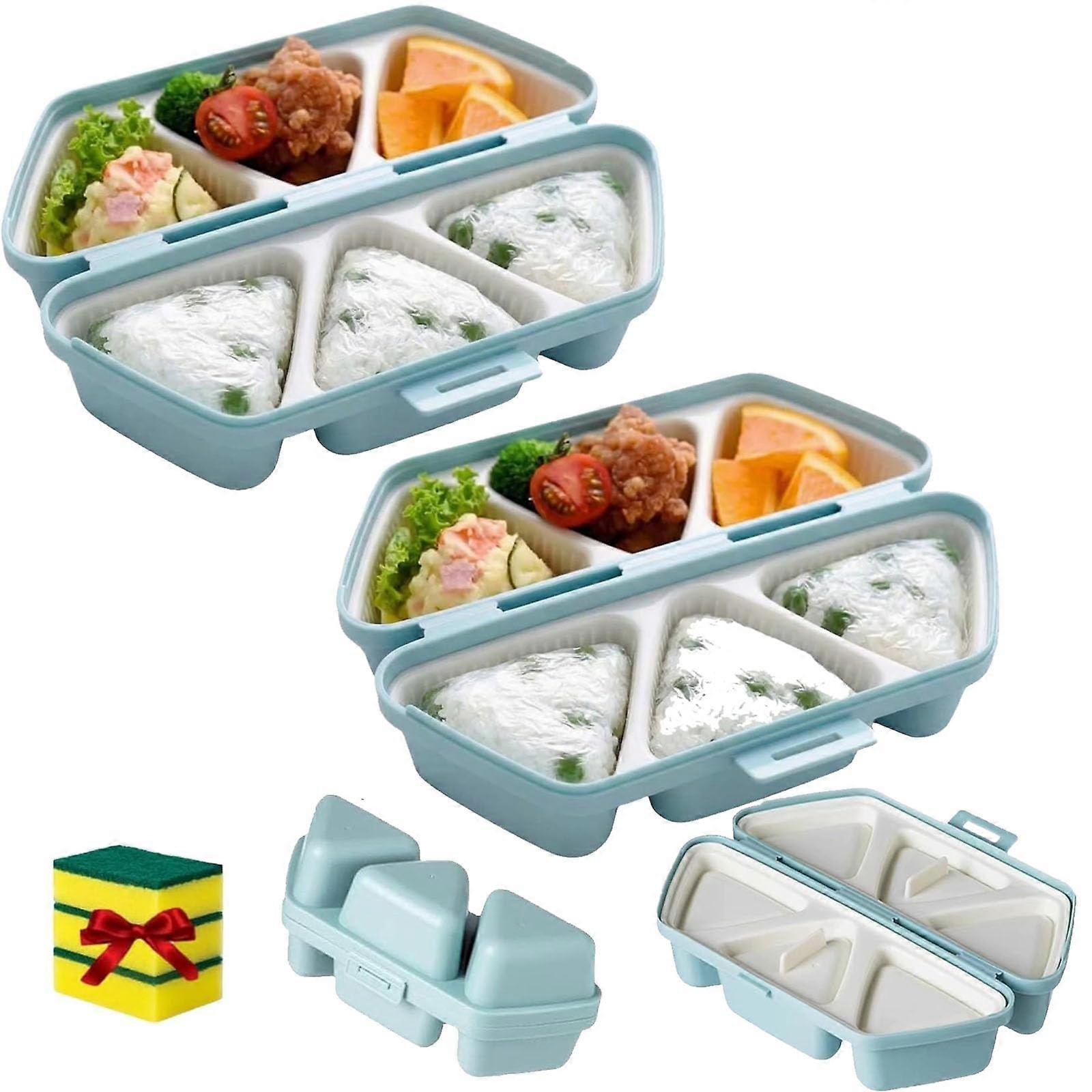 6 in 1 Triangle Sushi Rice Ball Mold NonStick Foldable Maker for Picnic and Meal Prep Blue 2PCS