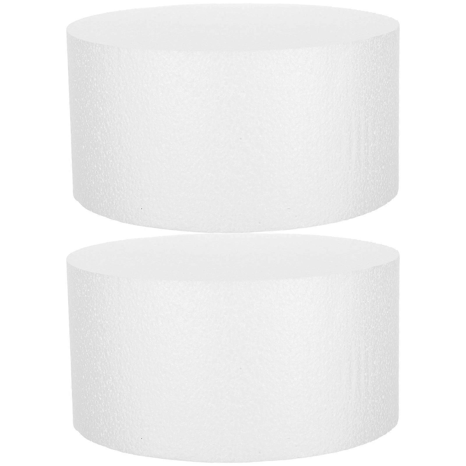 Cake Foam Model Round Foam Cake Dummy for DIY Crafting 2Pcs White