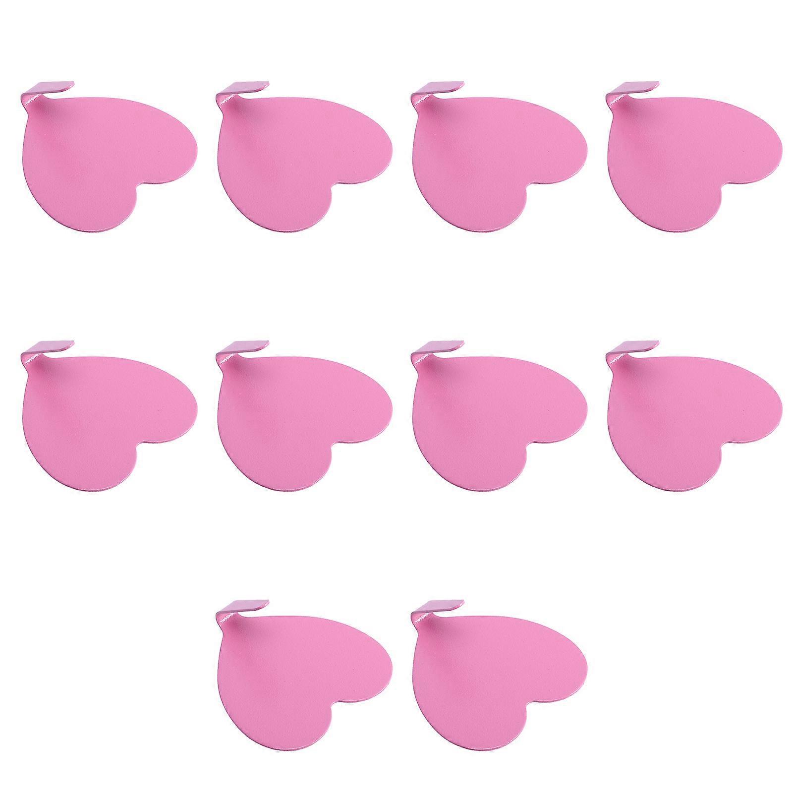 Pink Heart Hooks Iron Hooks for Home Use Self-Adhesive 10Pcs