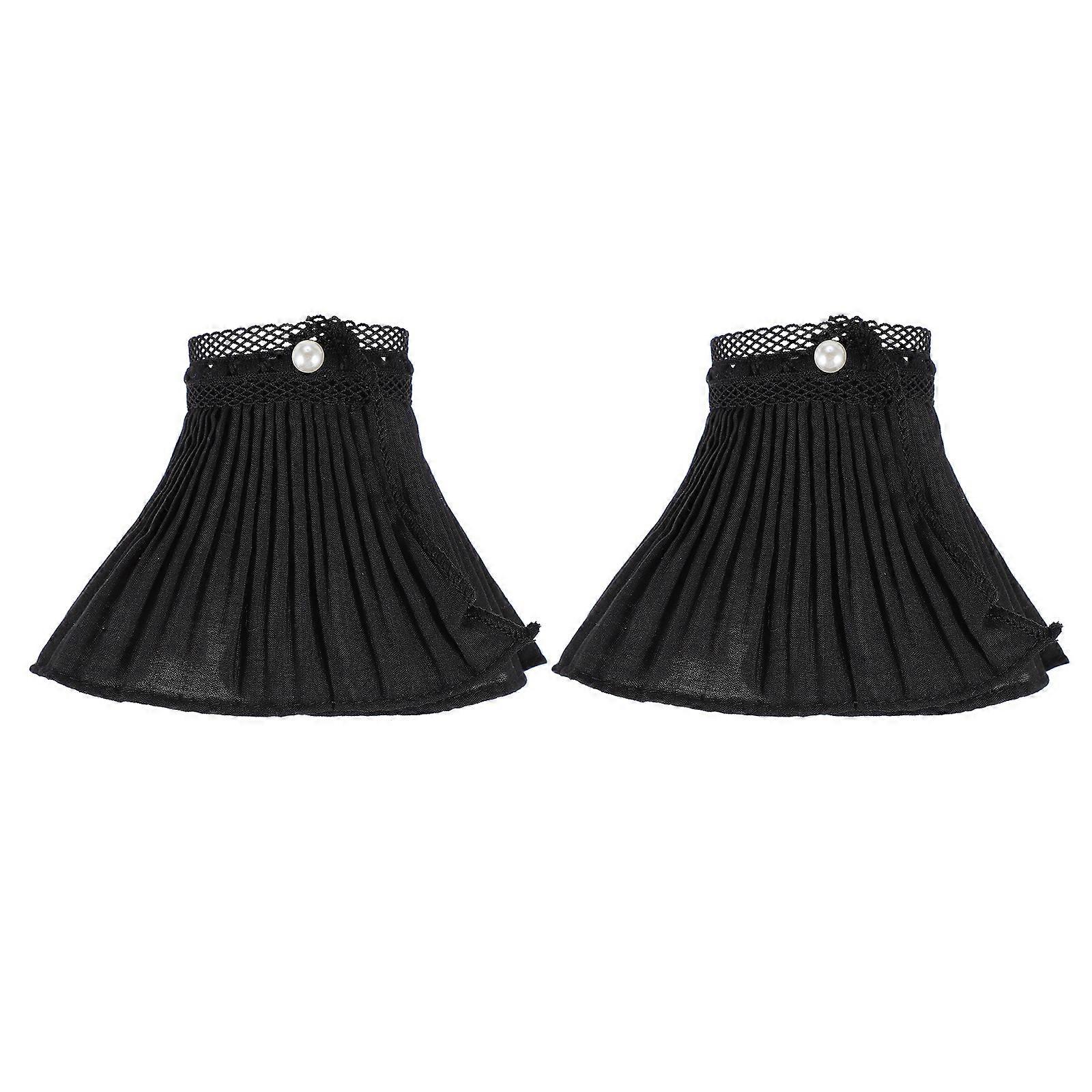 Mesh Lace Sleeve Elegant Clothes Extend Cuff for 1Pair Black Chiffon