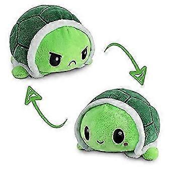 SCSYV Original Wendbare Schildkrötenplüschfigur | Fröhlicher grüner Blitz + Wütender Grüner Blitz | Zeig deine Stimmung ohne Worte | 15 cm | 25-26 Sekunden