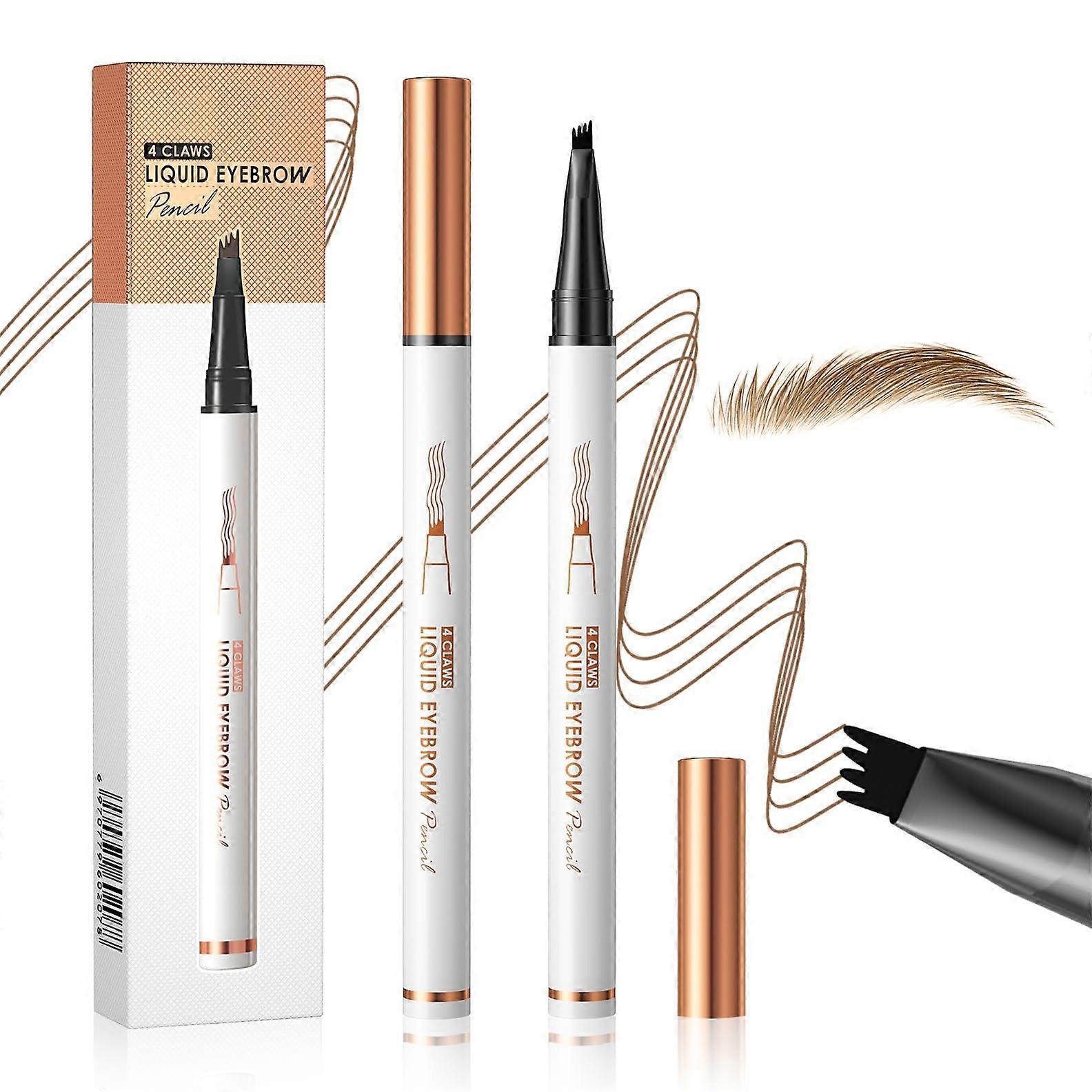 Light Brown Waterproof Microblading Eyebrow Pencil with 4 Fork Tip for Natural LongLasting Brows