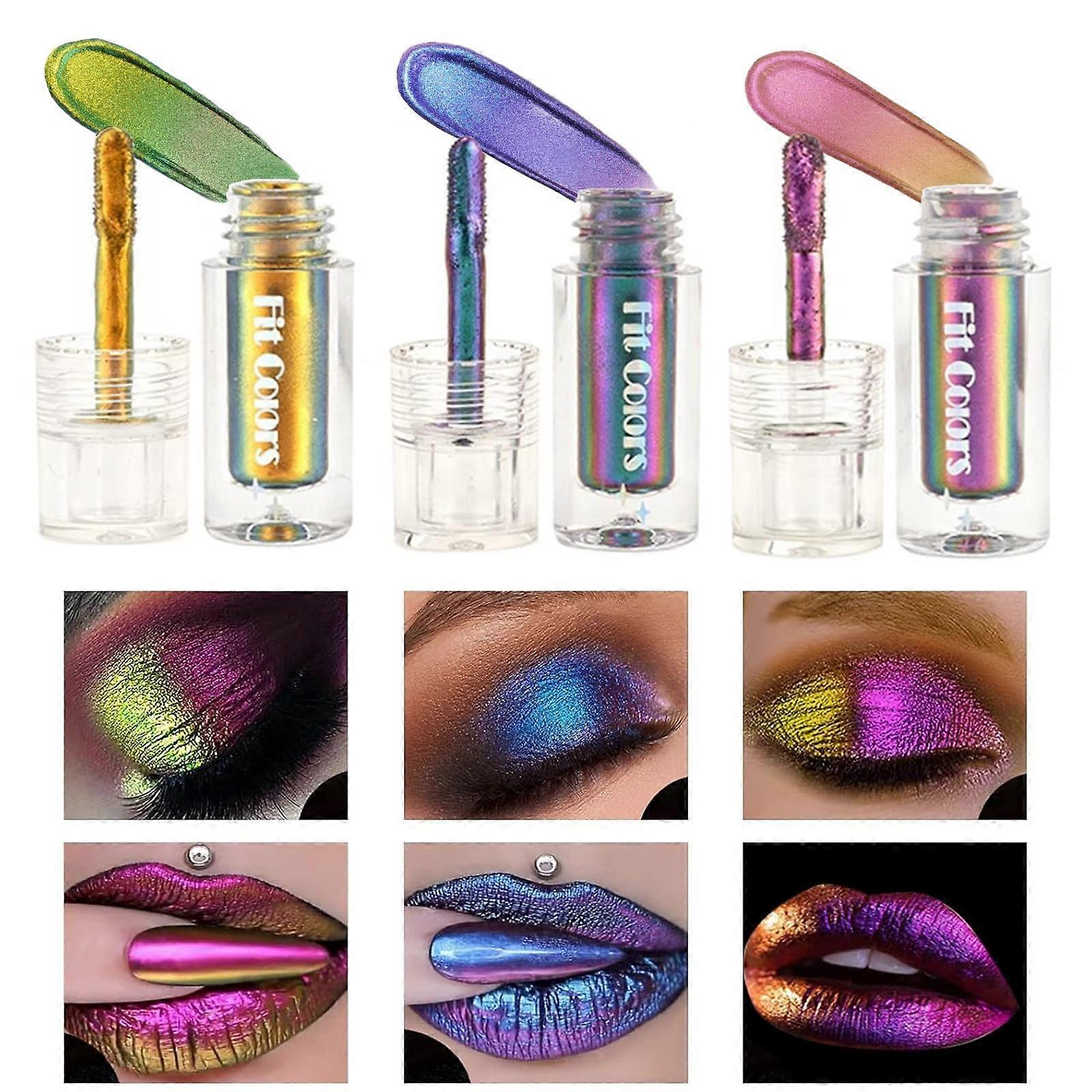 Liquid Eyeshadow Set 3pcs Intense Color Shifting Multichrome Eye Makeup QuickDrying Crease Resistant