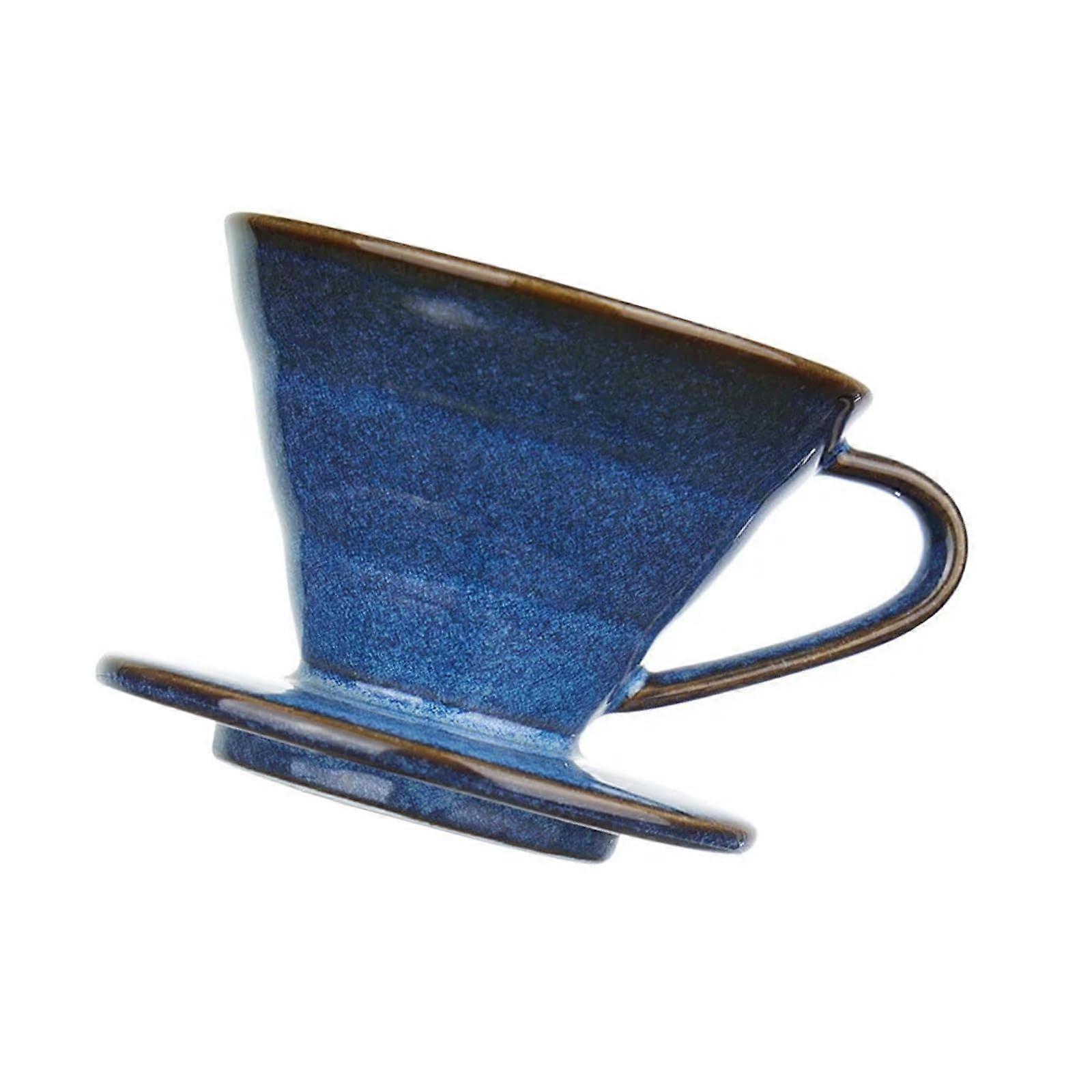 Handcrafted Blue Glazed Ceramic Coffee Dripper with Precise Flow Control for  Flavor Retention
