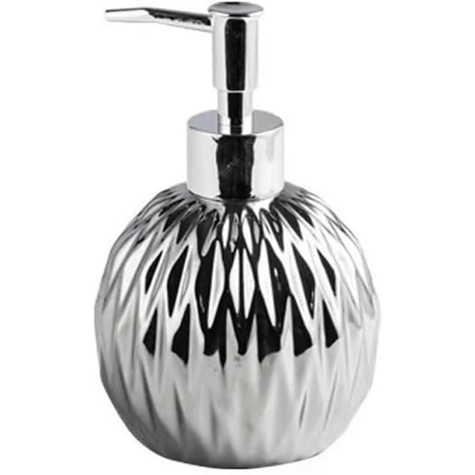 400ml Silver Ceramic Soap Dispenser for Bathroom and Kitchen, MultiLiquid Use