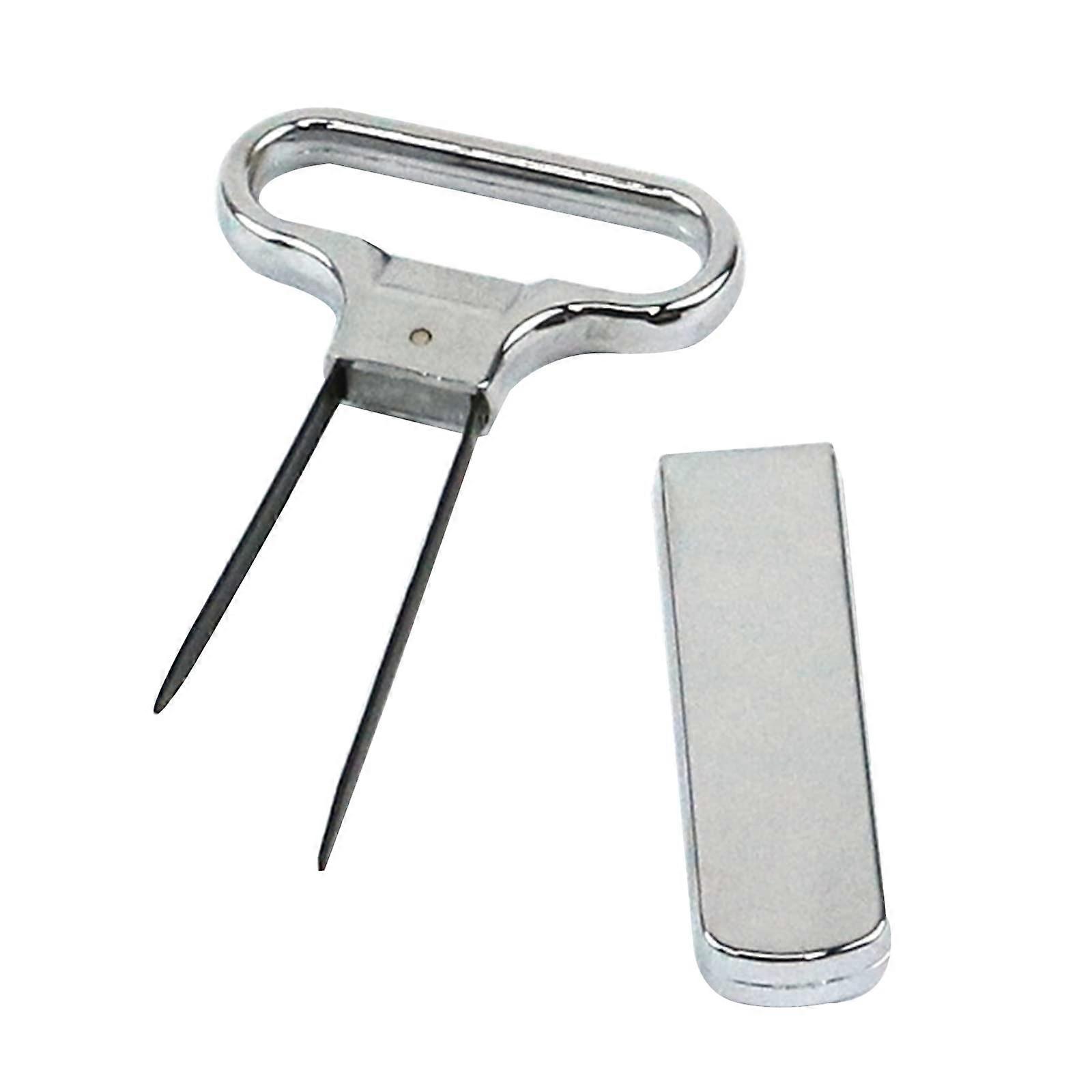 Two Prong Wine Bottle Opener Corkscrew Remover for Old or Damaged Corks, Compact Pocket Size Silver