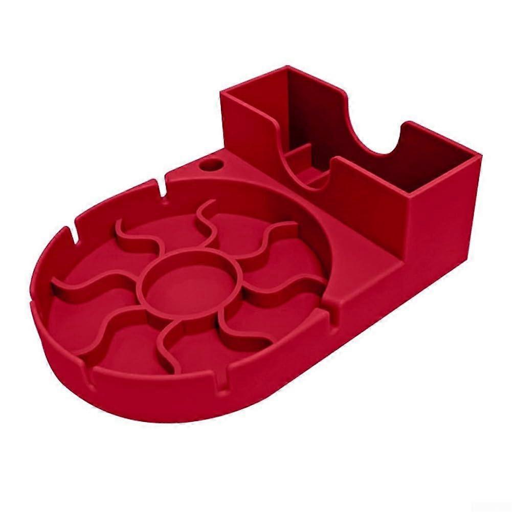 Silicone Cup Drying Rack with Designated Slots and Drip Tray for Countertop Use Red
