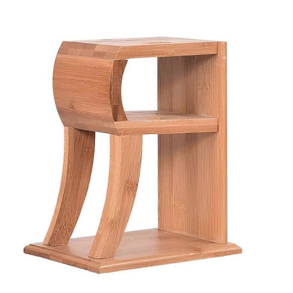 Bamboo RShaped Knife Block Organizer, Compact Large Capacity Kitchen Knife Holder Stand