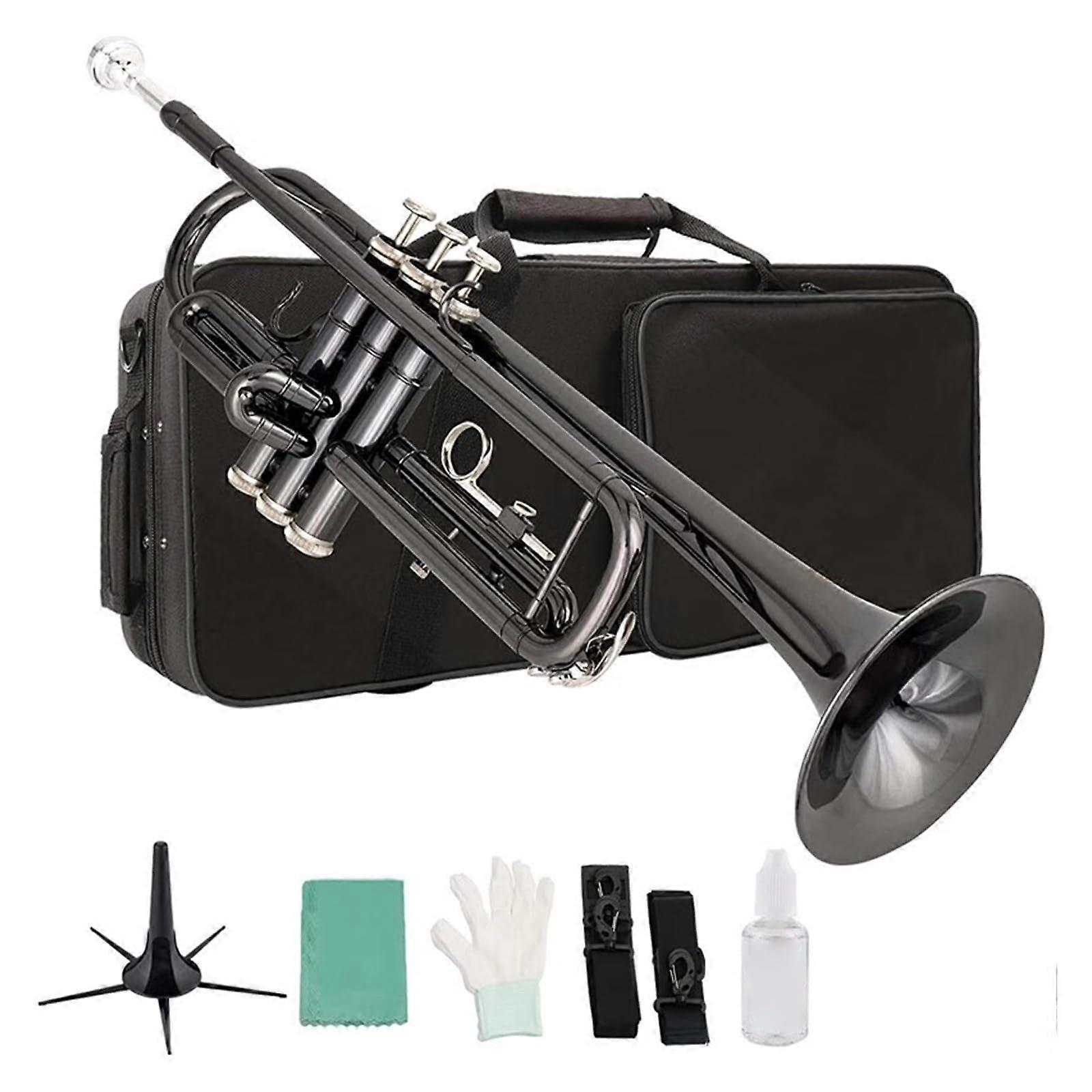 Beginner B Flat Trumpet Durable Brass with Clear Projection Compact Size for Student Practice