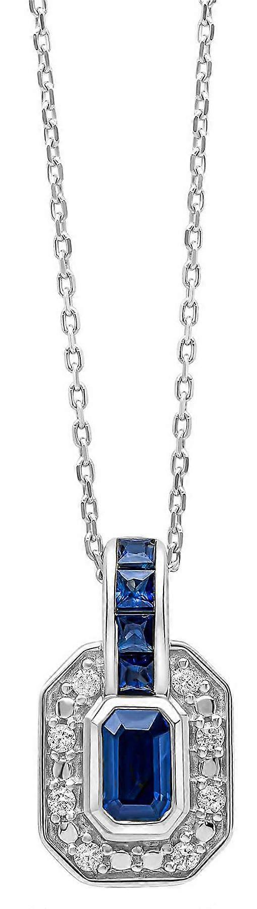 Elements Gold Sapphire Channel and Diamond Necklace - Blue