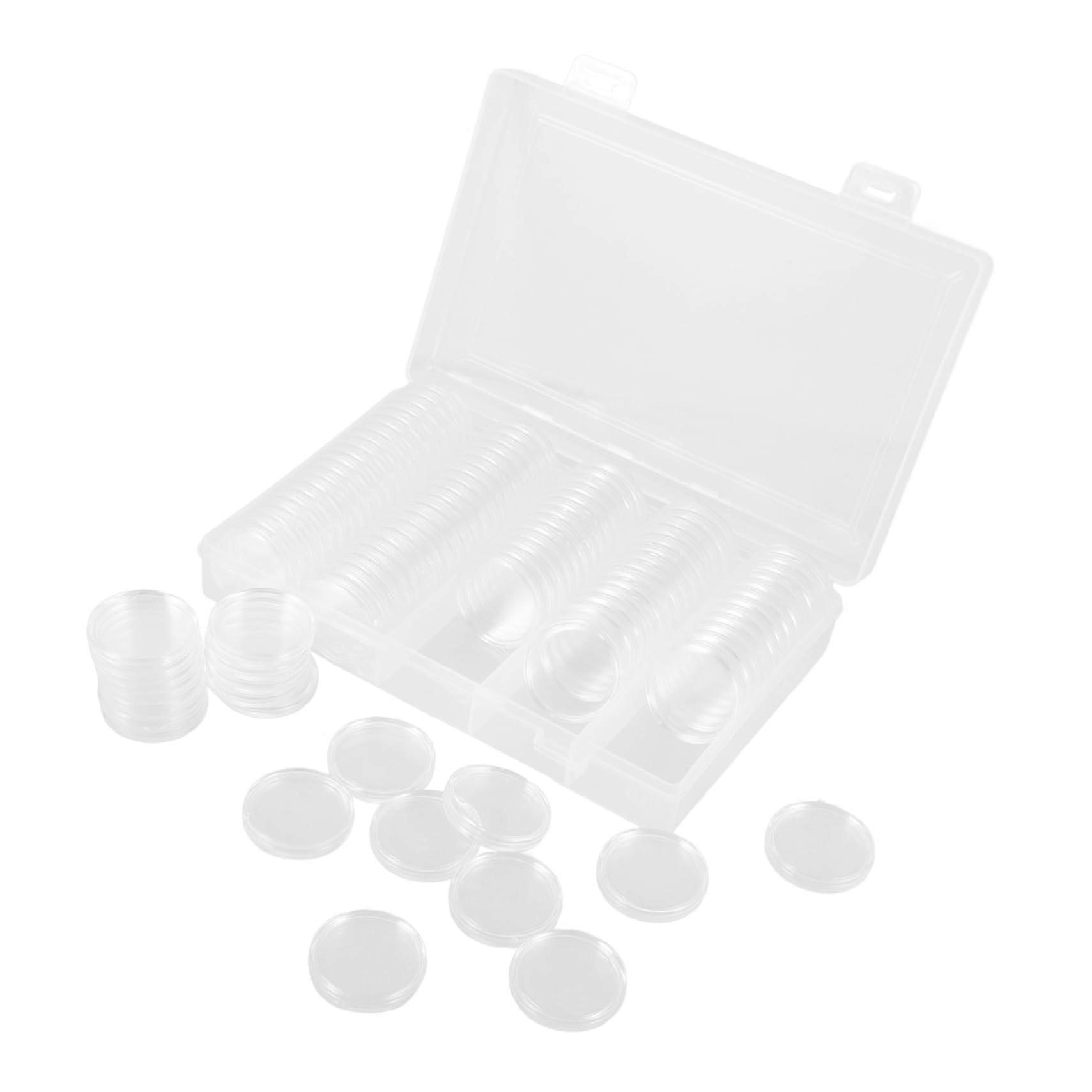 Coin Capsule Set with Storage Box, Thickened Plastic Protection, 100 Slots, Easy Coin Access