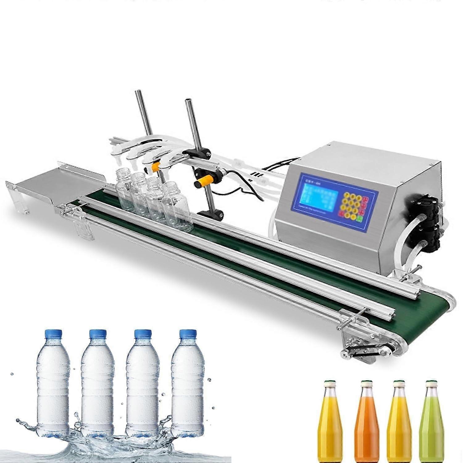 Automatic 4 Head Bottle Filling Machine with Conveyor, Speed Precise Volume Control 4.3ft