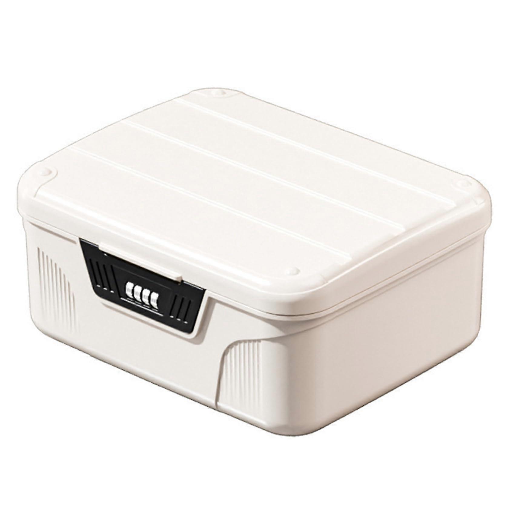 Lockable Medicine Box with Combination Lock, Large Capacity, Adjustable Partition, White for Home and Office