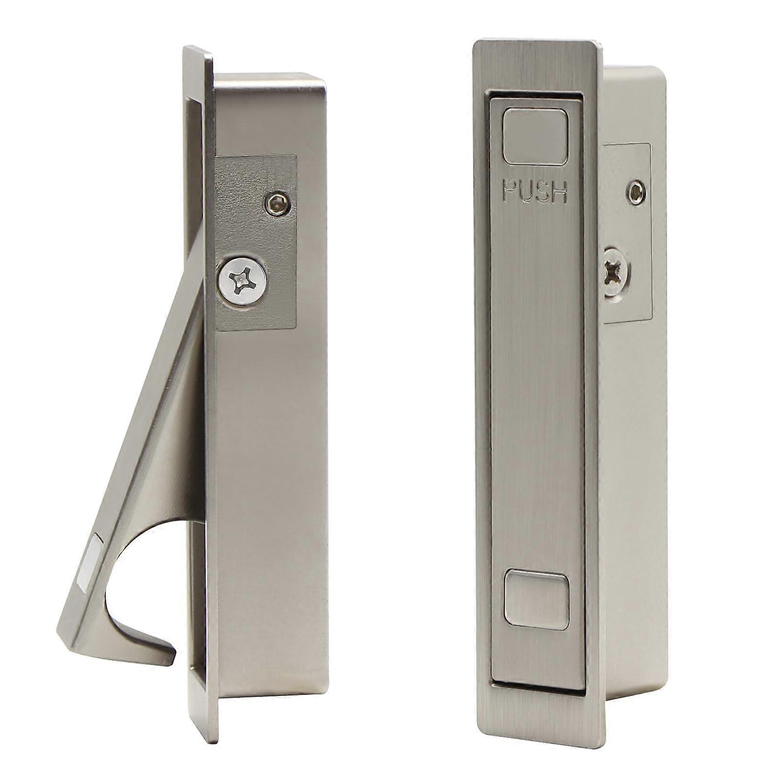 Brushed Nickel Pocket Door Handle Flush Mount Recessed Sliding Door Pull Low Profile Design