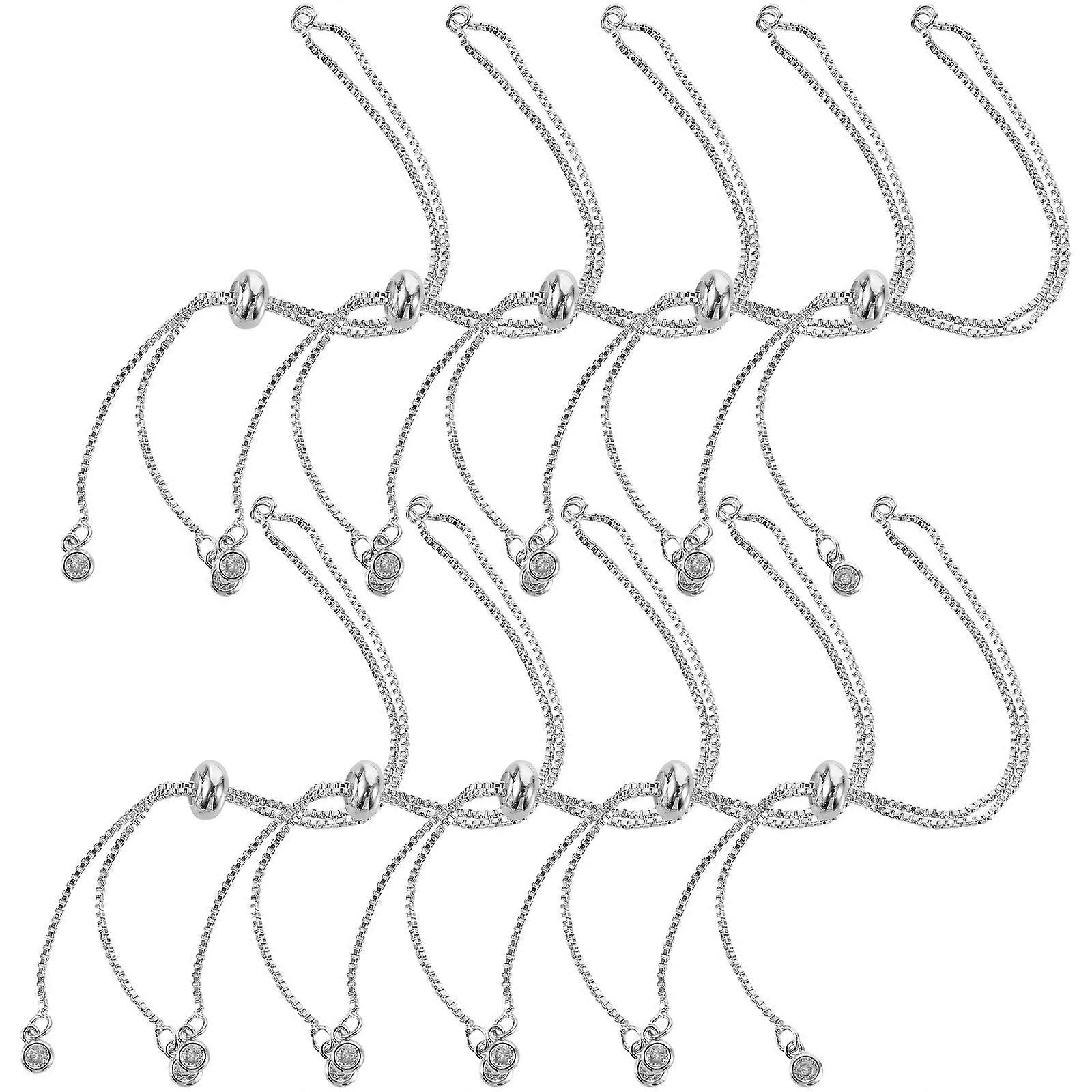 10Pcs Adjustable Pull Bracelet for Decoration Silver Copper Minimalist Style
