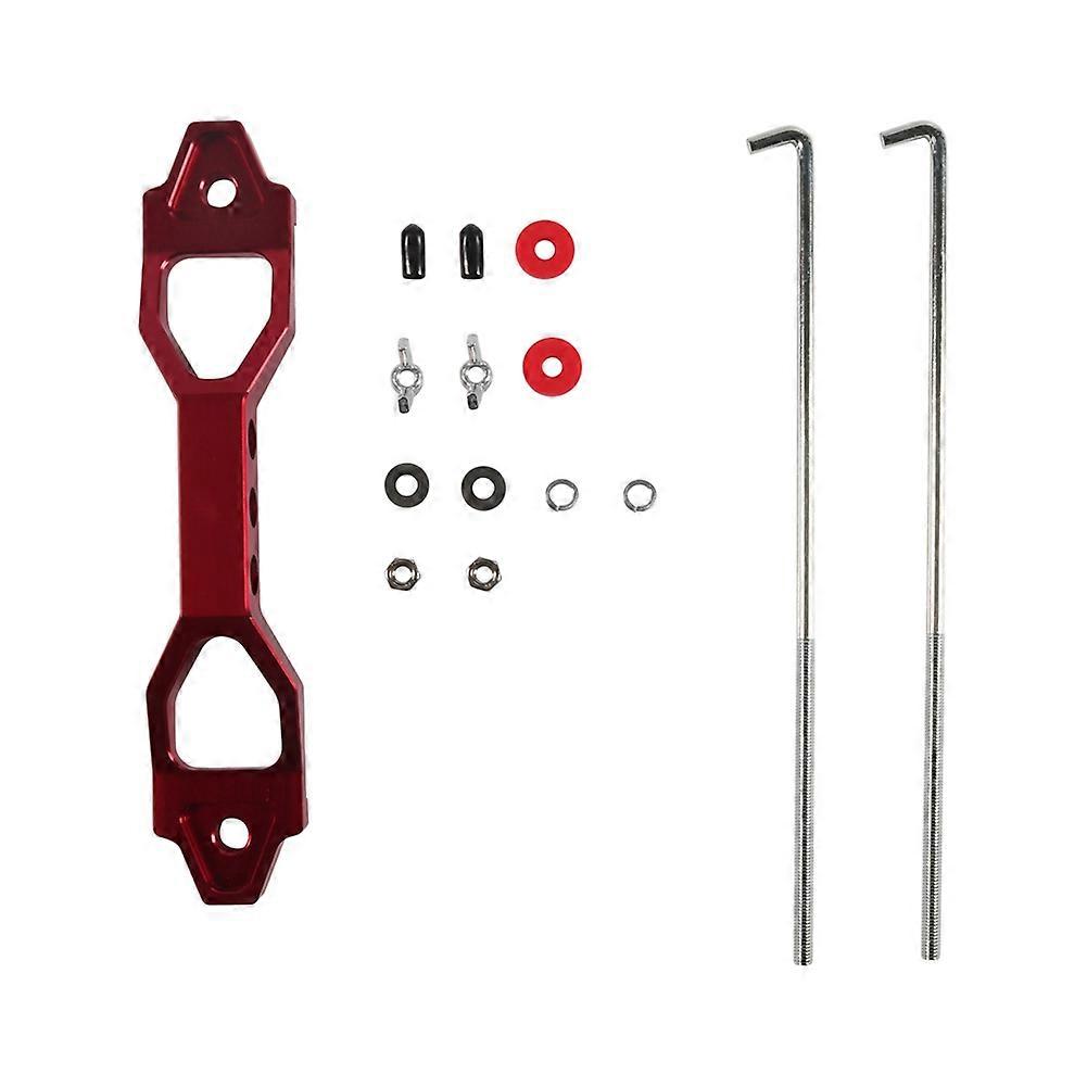 Heavy Duty Battery Hold Down Set, Battery Hold Down Bracket with Aluminum Battery Tie Down Bracket and J Bolts Red