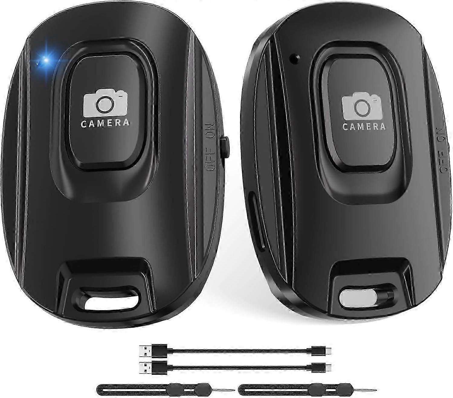 2 Pack Rechargeable Wireless Camera Remote Shutter for iPhone and Android