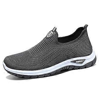 Ediodpoh Fashion Chaussures d'été pour hommes en maille tissée respirante, légère et confortable, à semelle plate, pour un usage quotidien. Baskets grises, taille 39.