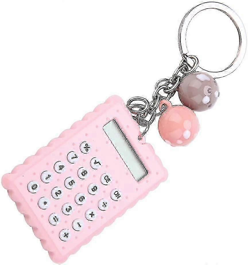 Pink Mini Portable Cute Cookie Keychain Calculator