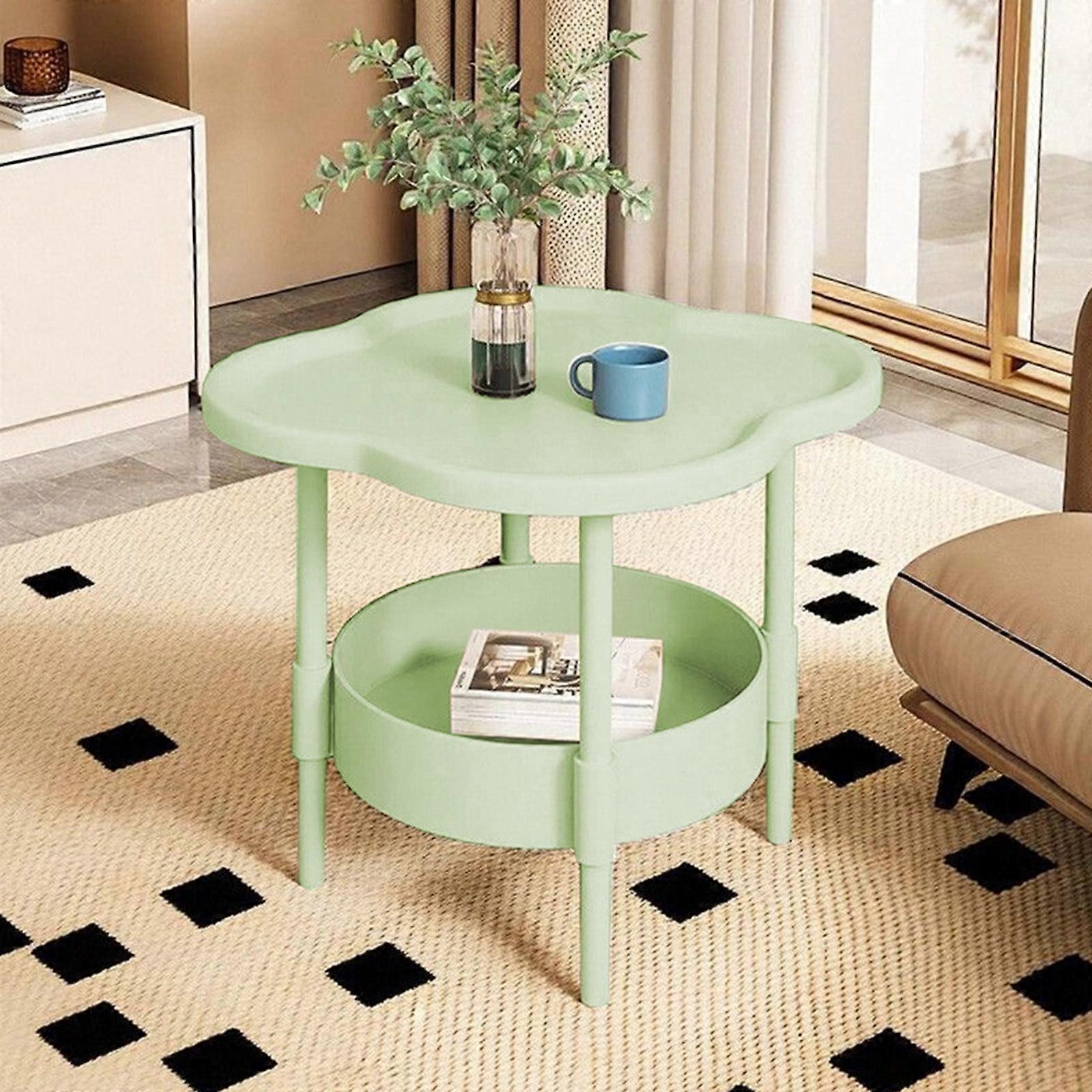 Mini Plastic Bedside Table,48x40cm Compact Side Table for Small Spaces (Black/Coffee/Green,Easy Assembly)