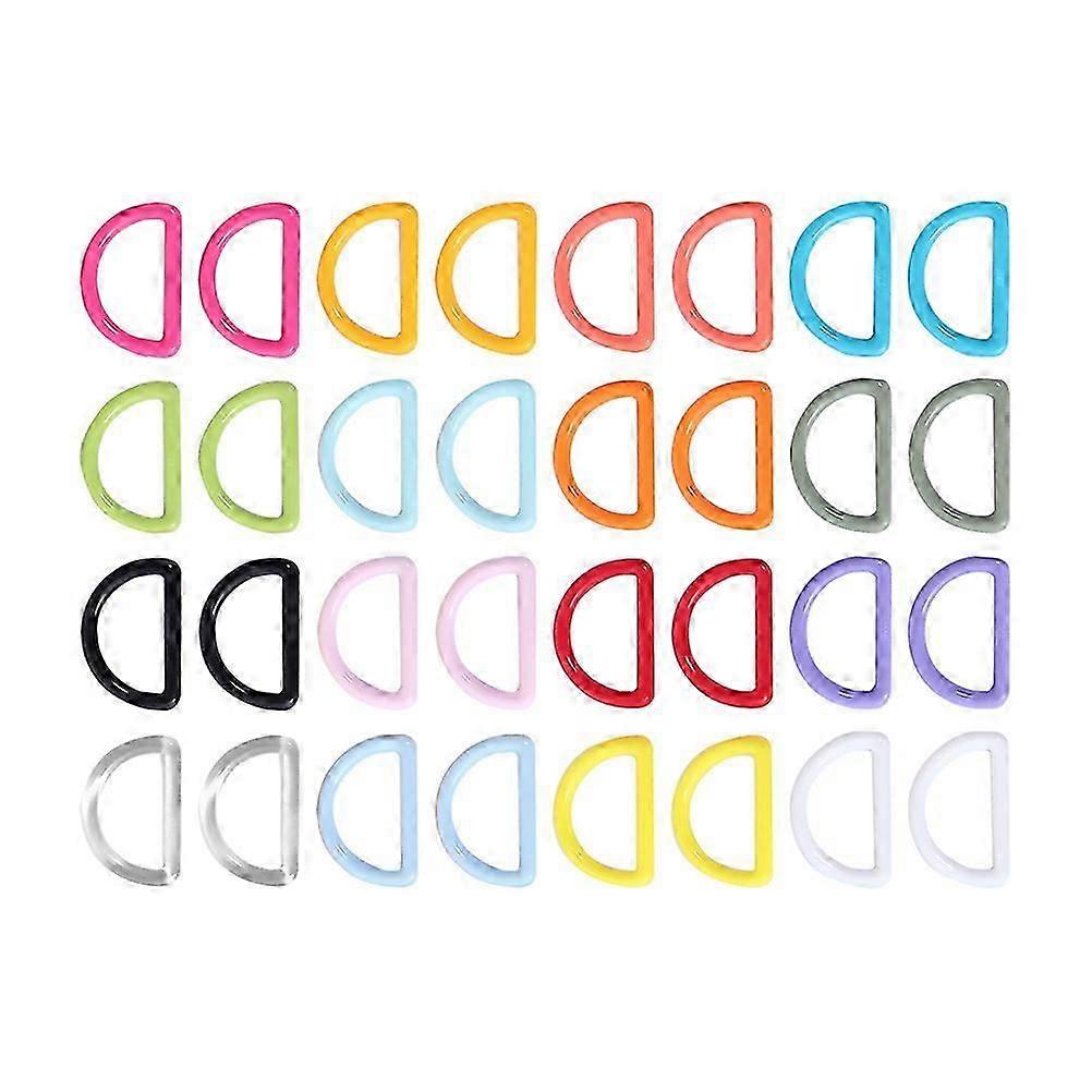 Durable Plastic D-Shaped Rings for Decoration 48Pcs Assorted
