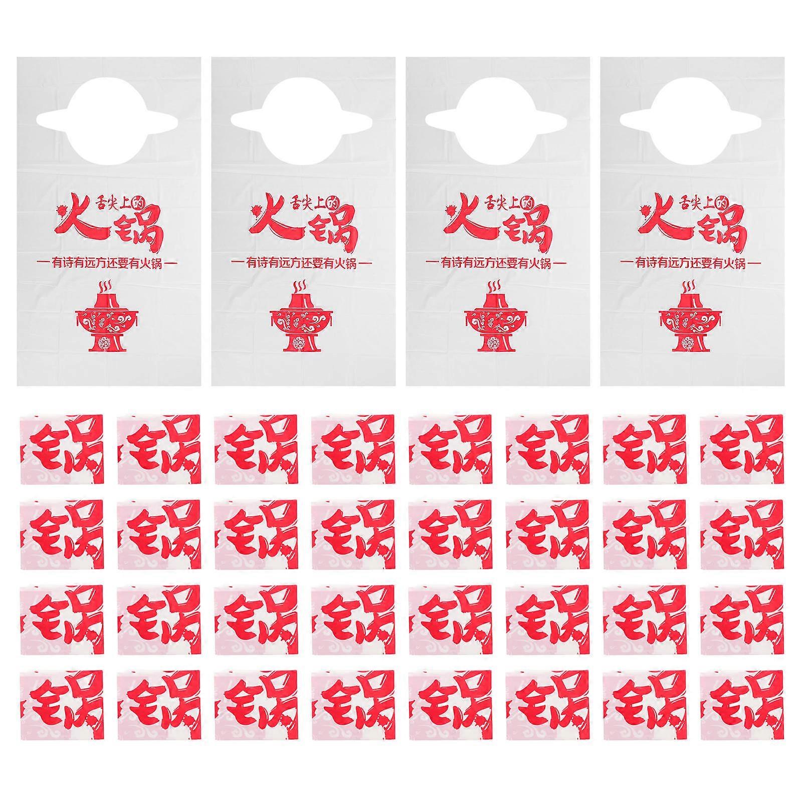 Plastic Oilproof Crab Bib for Dining Use 100Pcs Red Set