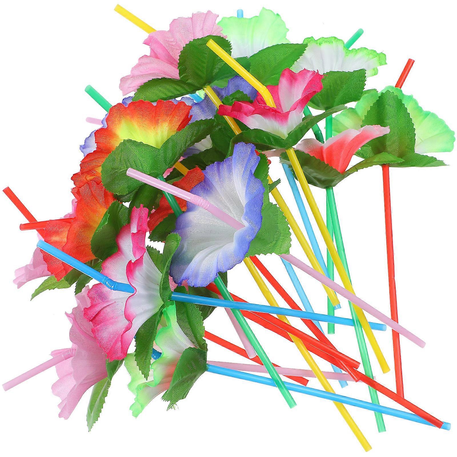 Flexible Flower Drinking Decorative Party 20Pcs Multicolor