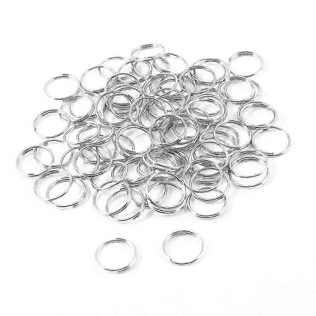 10mm Dia Silver Tone Metal Split Loop Key Rings Holders Replacement 80 Pcs