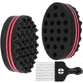 Afro Twist Sponge Set with Curl Sponge Brush and Metal Pick for Fast Styling Dreads and Coils
