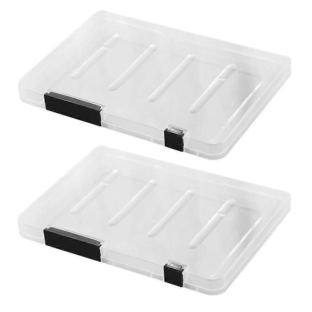 Paper Box Portable Documents Box for Storage 2Pcs Plastic Black