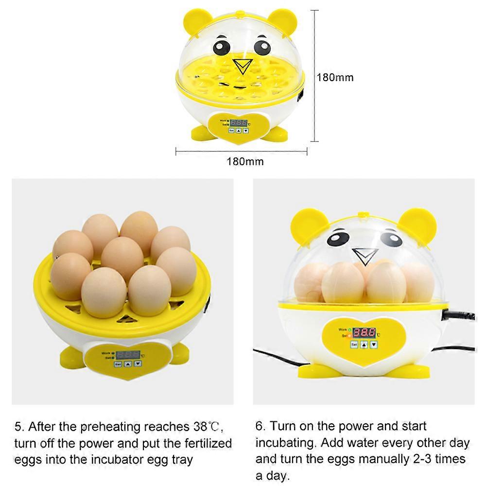 Compact Size Household 9 Eggs Incubator Digital Temperature Adjustable Hatcher Multifunctional Brooder