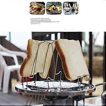 Stainless Steel Folding Camping Toaster - 4 Slice Portable Kitchen Toaster for Outdoor Adventures