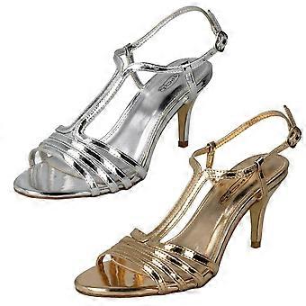 Ladies Spot On Metallic Strappy Sandals