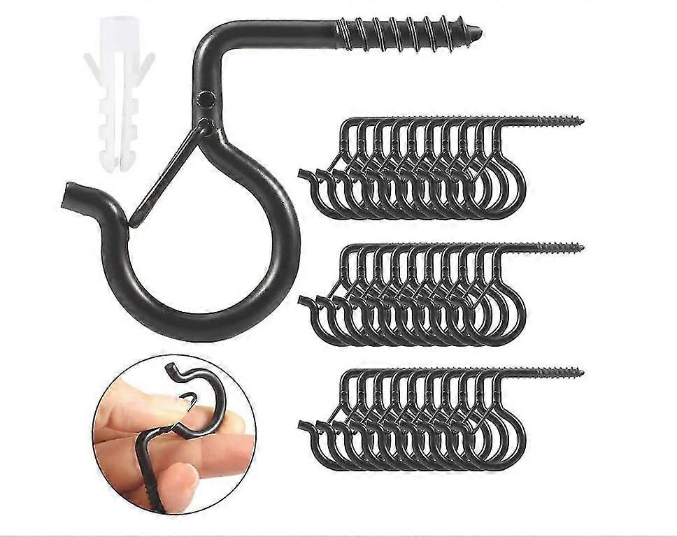 20Pcs Black Thread Hook Sheep Eye Screw Hook