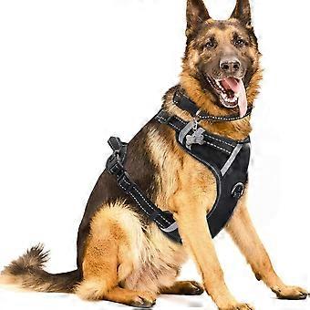 Dog Harness No Pull, Pet Harnesses with Dog Collar, Adjustable Reflective Oxford Outdoor Vest, Front/Back Leash Clips for Small, Medium, Large, Extra 