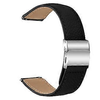 Pulseira de couro genuíno para Samsung Galaxy Watch3 41 mm/ Active 2 40 mm/ 44 mm com conector prateado e fivela traseira de tartaruga
