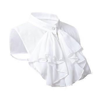 Gothic Ruffle Fake Collar, Detachable Collars Half False Shirt Blouse Collar, White Chiffon Large Bow Stand Neck Victorian Style Collar for Women Girl