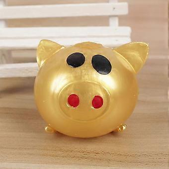 Pig Decompression Ball Vent Toy Children Adult Decompression Toy (golden)100ml - L