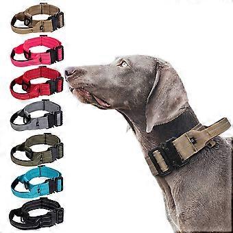 Tactical Dog Collar with Handle Reflective Military Dog Collar for Medium Large Dogs Adjustable Nylon Dog Collars
