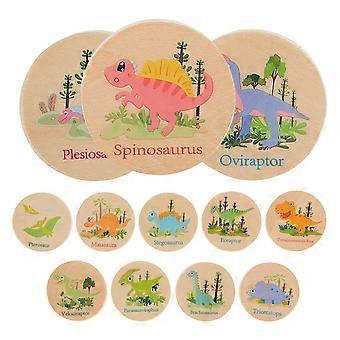 24pcs Dinosaur Memory Matching Game For Kids Wooden Animal Matching Game For Toddlers Learning Educational Toy Preschool
