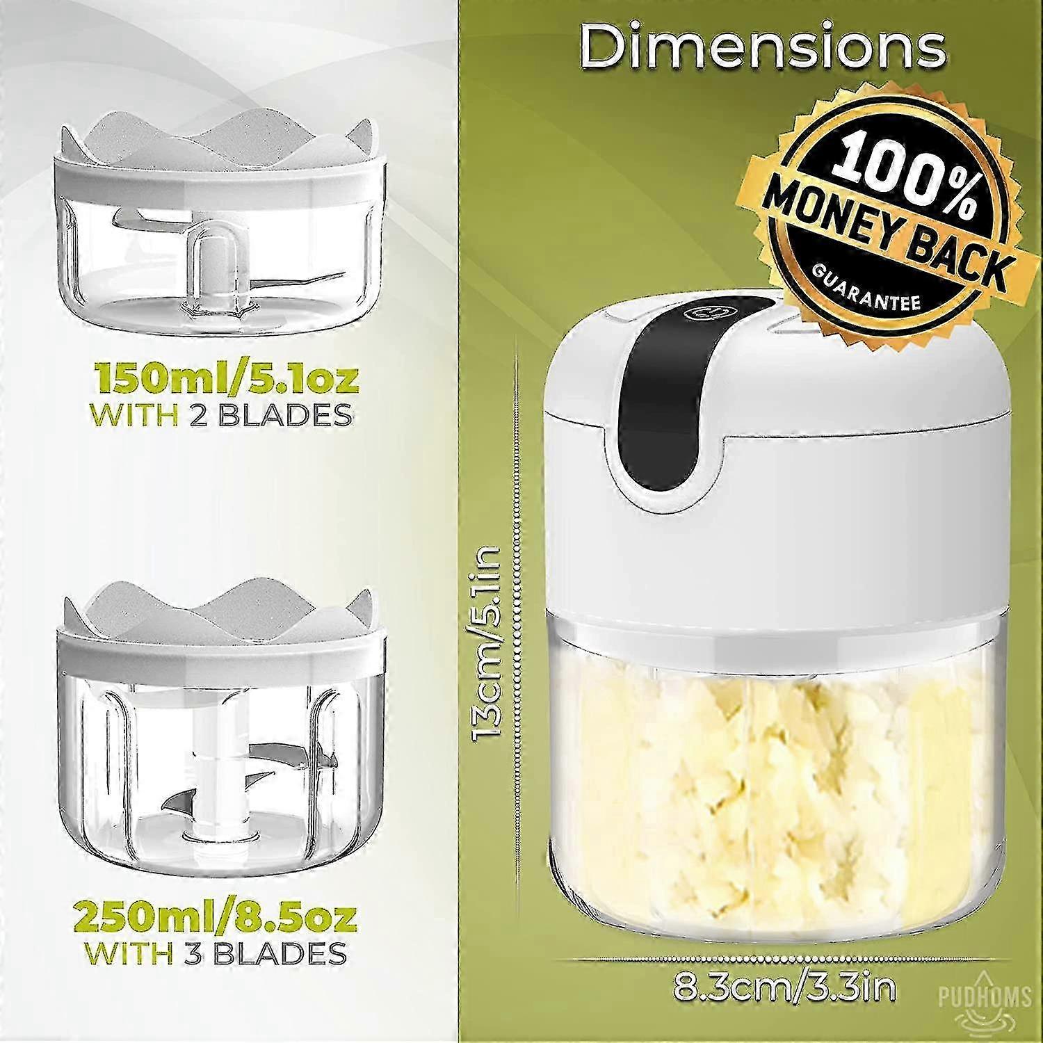 Electric Mini Garlic Chopper Small Wireless Food Processor Portable