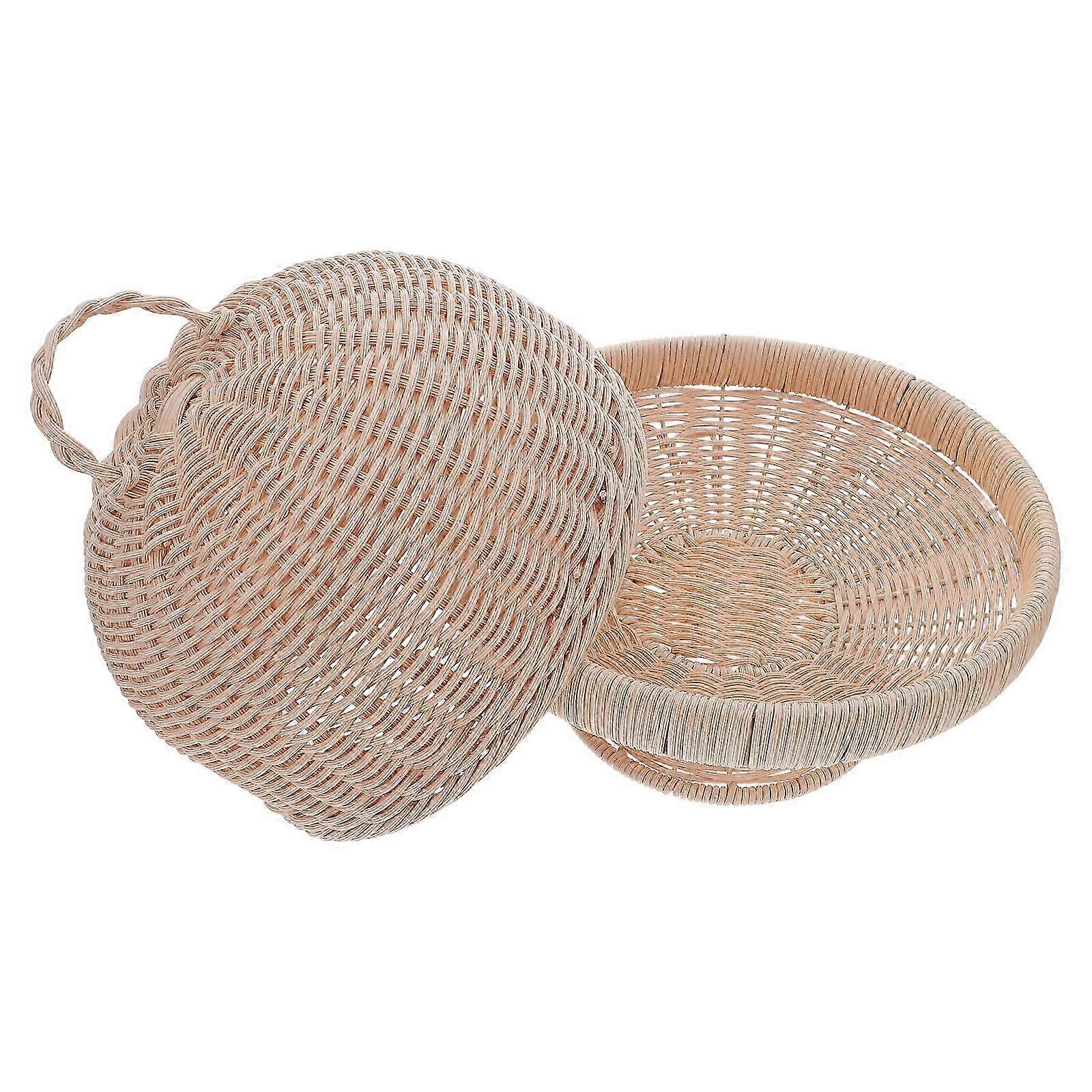 Wicker Bread Basket with Lid compatible with Bread Round Storage Tray